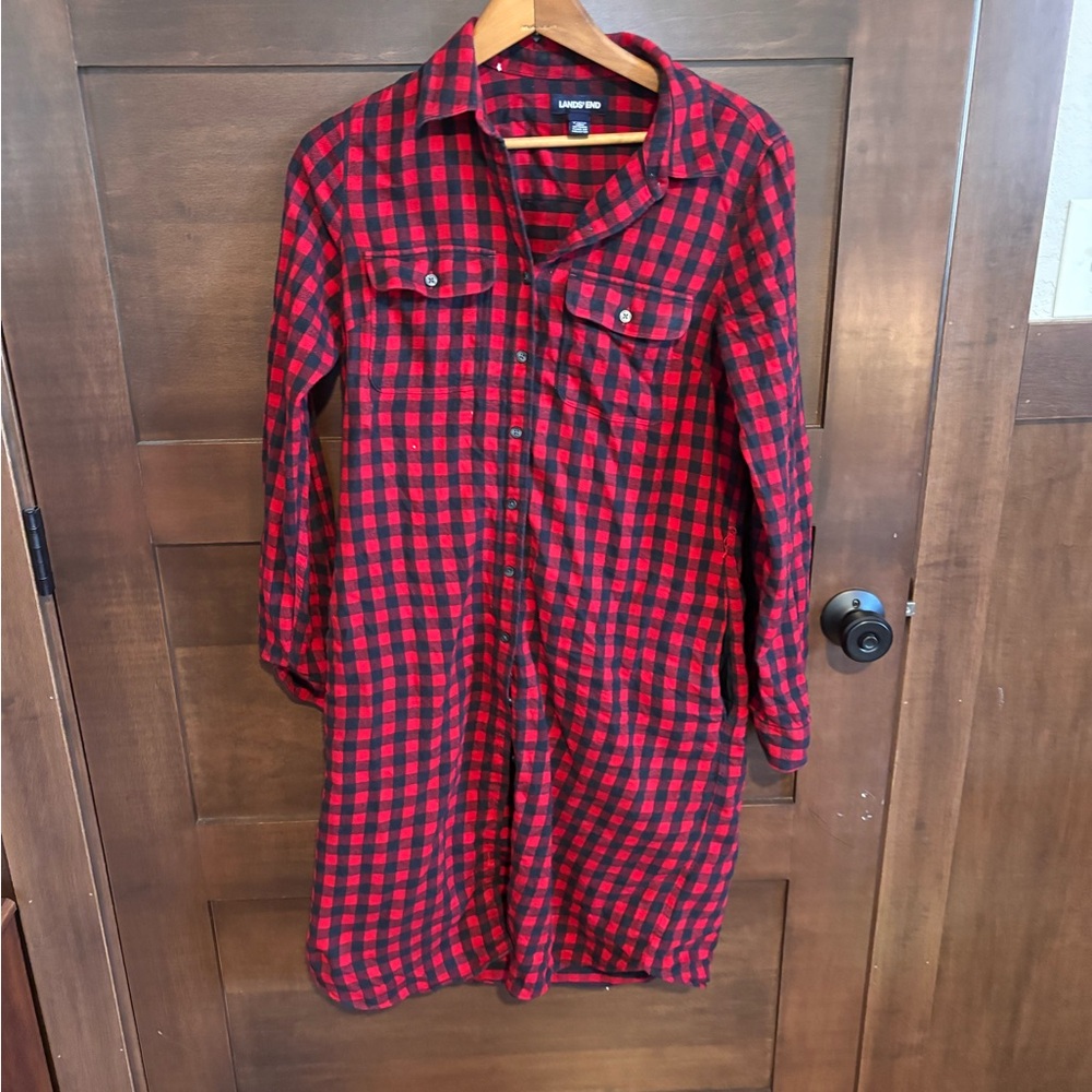 Lands' End Buffalo Plaid Shirt Dress
